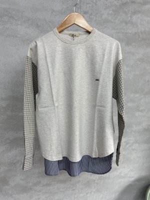画像1: 2025秋冬　FITH  　天竺×ストライプ　L/S　Tシャツ　　11；生成　サイズ；155 (1)