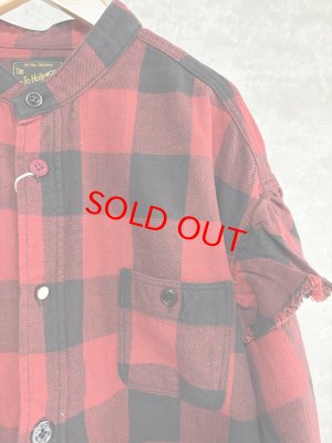 画像2: 2025秋冬 　GTH　   ツイル ブロックチェック フリフリ シャツ　　5；赤 (2)