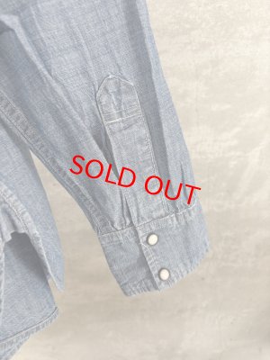 画像4: 2025秋冬　DENIMDUNGAREE　　 ムラダンガリー ウエスタン ノーカラーシャツ　　14；ブルー (4)