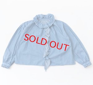 画像1: Veritecoeur　　Frill Blouse　サイズ；FREE    カラー；BLUE INDIGO (1)