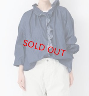 画像1: Veritecoeur　　Frill Blouse　サイズ；FREE    カラー；NAVY INDIGO (1)