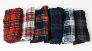 画像1: Veritecoeur　Checked Gauze Stole　サイズ；FREE    (1)