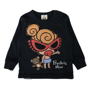 画像1: MY FIRST HYSTERIC　SELFISH BABY WITH BABY BEARループラス 長袖Tシャツ　10；ブラック (1)