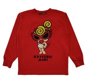 画像1: Hystericmini　FLY WITH DEVIL MINI 羽付き 長袖Tシャツ　20；レッド (1)