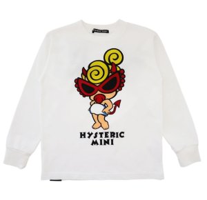 画像1: Hystericmini　FLY WITH DEVIL MINI 羽付き 長袖Tシャツ　00；ホワイト (1)