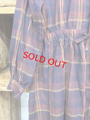 画像2: LILOU+LILY 　AUTUMN CHECK GATHER　ワンピースドレス　B.BURGUNDY　　size:38 (2)