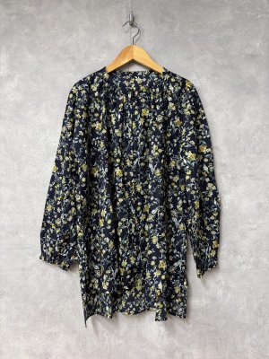 画像1: LILOU+LILY 　FLOWER　PRINT　チュニック　ブラウス　　C.NAVY　size:38 (1)