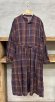 画像1: LILOU+LILY 　AUTUMN CHECK GATHER　ワンピースドレス　B.BURGUNDY　　size:38 (1)