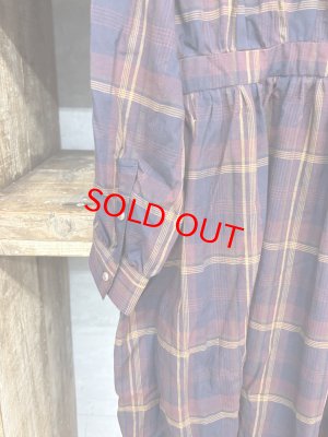 画像4: LILOU+LILY 　AUTUMN CHECK GATHER　ワンピースドレス　B.BURGUNDY　　size:38 (4)