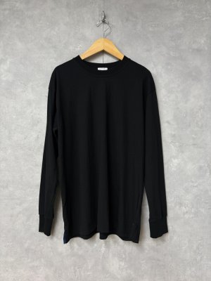 画像1: NATURAL LAUNDRY　カラー天竺CD刺繍レイヤーロングＴ　　990；ブラック　　サイズ2 (1)
