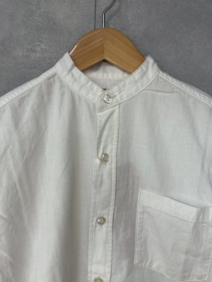 画像2: 2025秋冬　DENIMDUNGAREE　	 シャンブレー リメイク ノーカラー シャツ　　1；白 (2)