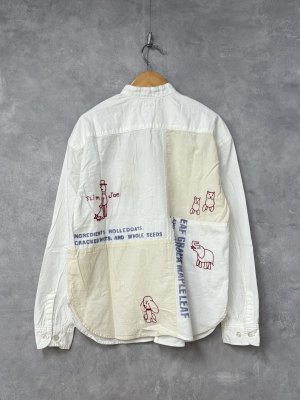 画像3: 2025秋冬　DENIMDUNGAREE　	 シャンブレー リメイク ノーカラー シャツ　　1；白 (3)