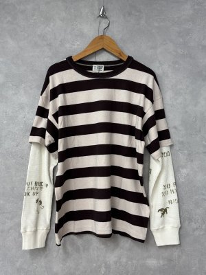 画像1: 2025秋冬　DENIMDUNGAREE　  ワイドボーダーテンジク レイヤード TEE　　2；黒 (1)