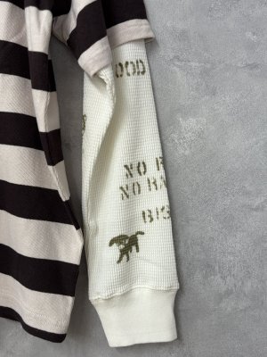 画像2: 2025秋冬　DENIMDUNGAREE　  ワイドボーダーテンジク レイヤード TEE　　2；黒 (2)