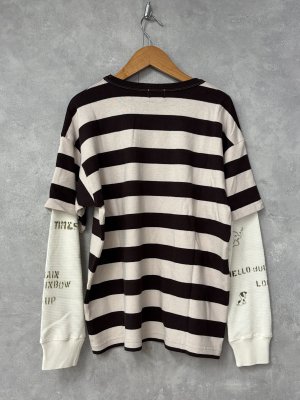 画像4: 2025秋冬　DENIMDUNGAREE　  ワイドボーダーテンジク レイヤード TEE　　2；黒 (4)