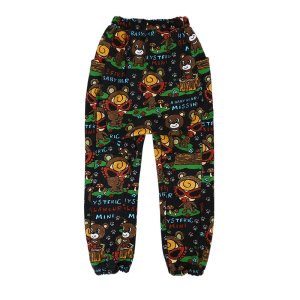 画像2: Hystericmini　SEEK A BABY BEAR総柄 裏毛スウェットパンツ　　14；ブラック系　　サイズ；100 (2)