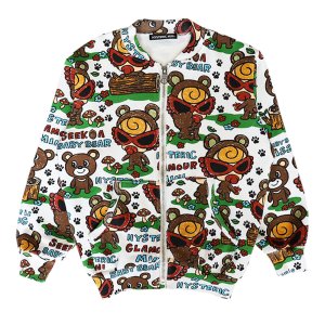 画像1: Hystericmini　SEEK A BABY BEAR総柄 裏毛ブルゾン　　04；ホワイト系 (1)