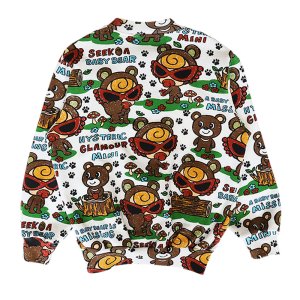 画像2: Hystericmini　SEEK A BABY BEAR総柄 裏毛ブルゾン　　04；ホワイト系 (2)
