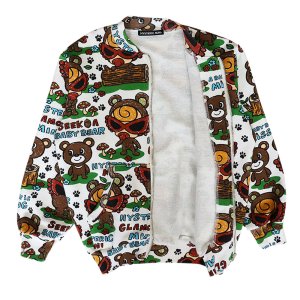 画像3: Hystericmini　SEEK A BABY BEAR総柄 裏毛ブルゾン　　04；ホワイト系 (3)