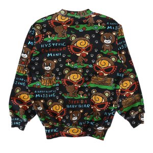 画像2: Hystericmini　SEEK A BABY BEAR総柄 裏毛ブルゾン　　14；ブラック系 (2)
