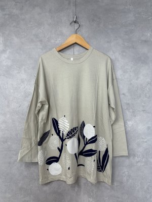 画像1: grin　長袖Tシャツ　610:グレー (1)