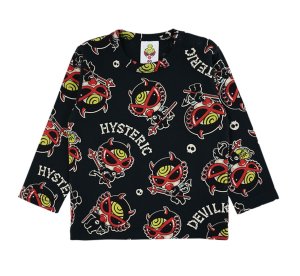 画像1: MY FIRST HYSTERIC　DEVILKIN総柄 長袖Tシャツ　　14：ブラック (1)