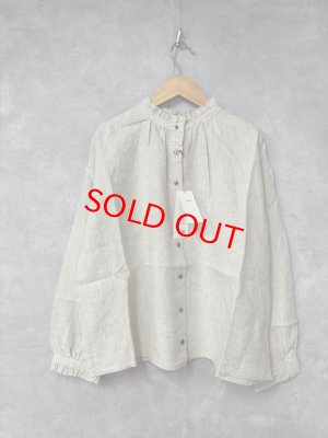 画像3: YARRA 　　リネン100フリルカラー2WAYブラウス　　03；ナチュラル　　FREE (3)