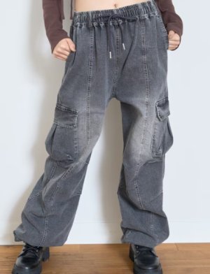 画像2: Lovetoxic  【速乾】【ストレッチ】デニムカーゴパンツ 　82；グレー (2)
