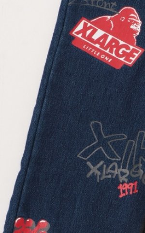 画像3: XLARGE KIDS　総柄カットデニムテーパードパンツ   51;ブルー (3)