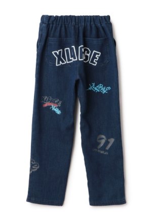 画像2: XLARGE KIDS　総柄カットデニムテーパードパンツ   51;ブルー (2)