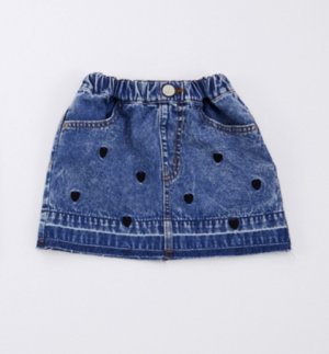 画像1: OCEAN&GROUND　ハート刺繍デニムミニスカート　　ケミカルウォッシュ (1)
