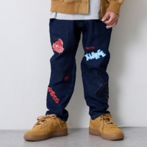 画像1: XLARGE KIDS　総柄カットデニムテーパードパンツ   51;ブルー (1)
