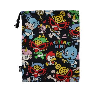 画像2: Hystericmini　HYS-MINI BAND CLUB総柄 巾着　　14；ブラック系 (2)