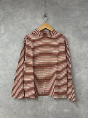 画像1: 2025秋冬　FITH  　マルチボーダー　モックネック　Tシャツ　　5；赤　サイズ；155 (1)