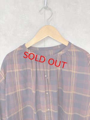 画像2: LILOU+LILY 　AUTUMN CHECK チュニックブラウス　B.BURGUNDY　　size:38 (2)