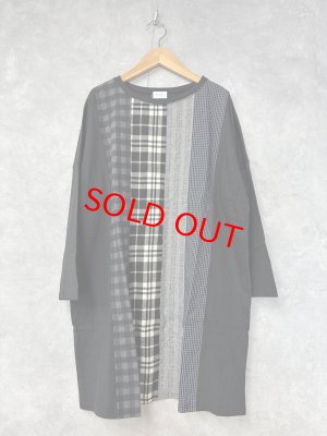 画像1: NATURAL LAUNDRY 　 先染めパネル切替えチュニック　994；ブラック系　　サイズ2 (1)