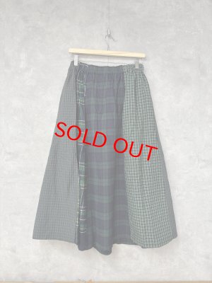 画像3: NATURAL LAUNDRY 　 先染めパネルシャーリングスカート　484；ネイビー系　　サイズ2 (3)