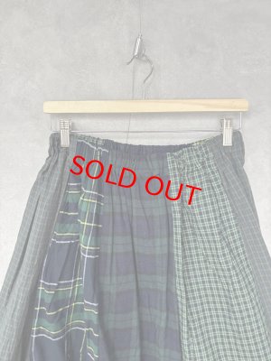 画像2: NATURAL LAUNDRY 　 先染めパネルシャーリングスカート　484；ネイビー系　　サイズ2 (2)