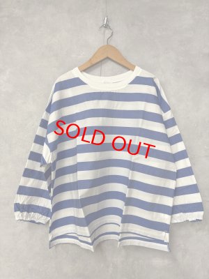 画像1: NATURAL LAUNDRY 　 先染めパネルワイドプルオーバー　452；ブルー系　　　サイズ2 (1)