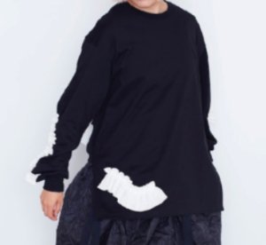 画像1: 2025AW   フランキーグロウ　VARIOUS MESH FRILL L/S TEE    カラー；BLACK (1)
