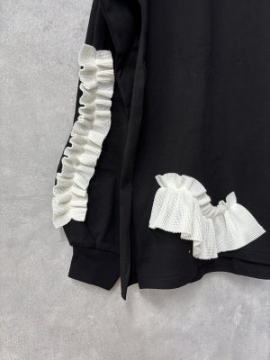 画像2: 2025AW   フランキーグロウ　VARIOUS MESH FRILL L/S TEE    カラー；BLACK (2)