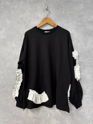 画像1: 2025AW   フランキーグロウ　VARIOUS MESH FRILL L/S TEE    カラー；BLACK (1)