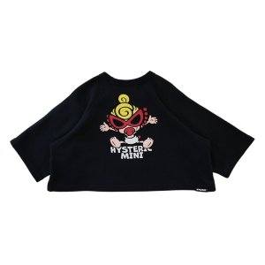 画像2: Hystericmini　STANDARD MINI FACE&LOGO ショート丈裏毛 トレーナー　　10；ブラック　 (2)