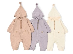 画像1: La stella　　雲柄キルトコビトフードロンパス　　　　 (1)