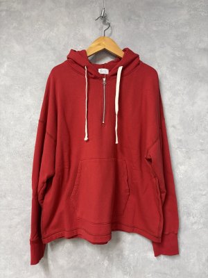 画像1: NATURAL LAUNDRY 　 セントラル裏毛ハーフZIP　プルオーバー　　350；レッド　　サイズ2 (1)