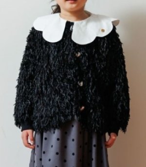 画像1: MakeYourDay　　ママとおそろいシャギーカーディガン　大人サイズ　BLACK (1)