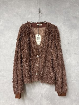 画像1: MakeYourDay　　ママとおそろいシャギーカーディガン　大人サイズ　BROWN (1)