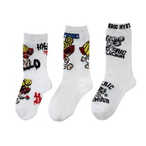 画像1: Hystericmini　TAGGING MINI 3P ソックス　　00；ホワイト (1)