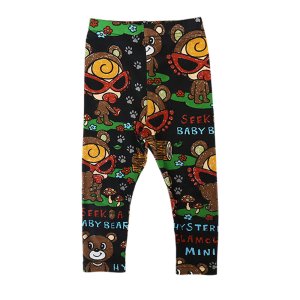 画像1: MY FIRST HYSTERIC　SEEK A BABY BEAR総柄 10分丈 レギンス　　14；ブラック系 (1)