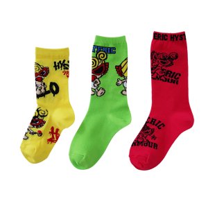 画像1: Hystericmini　TAGGING MINI 3P ソックス　　90；マルチ (1)
